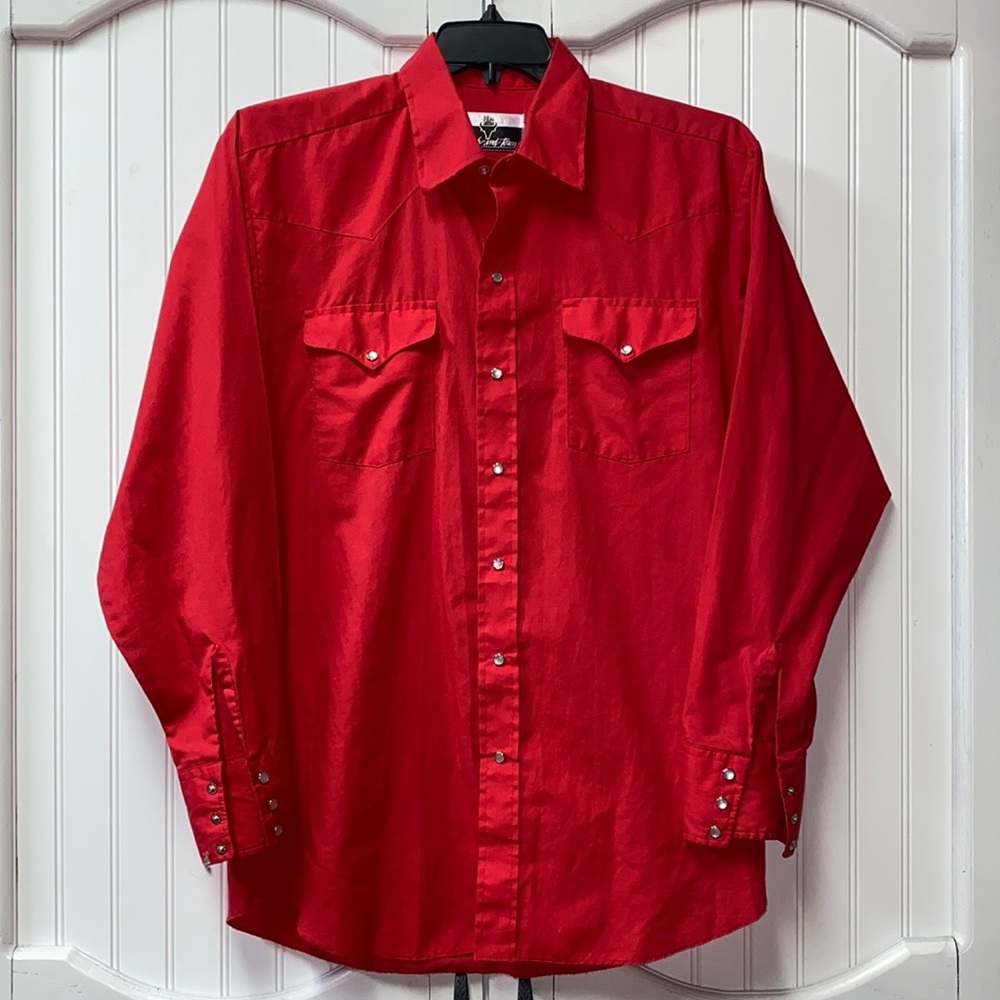 90s Ranch and Town Red Western Snap Shirt L Vintage